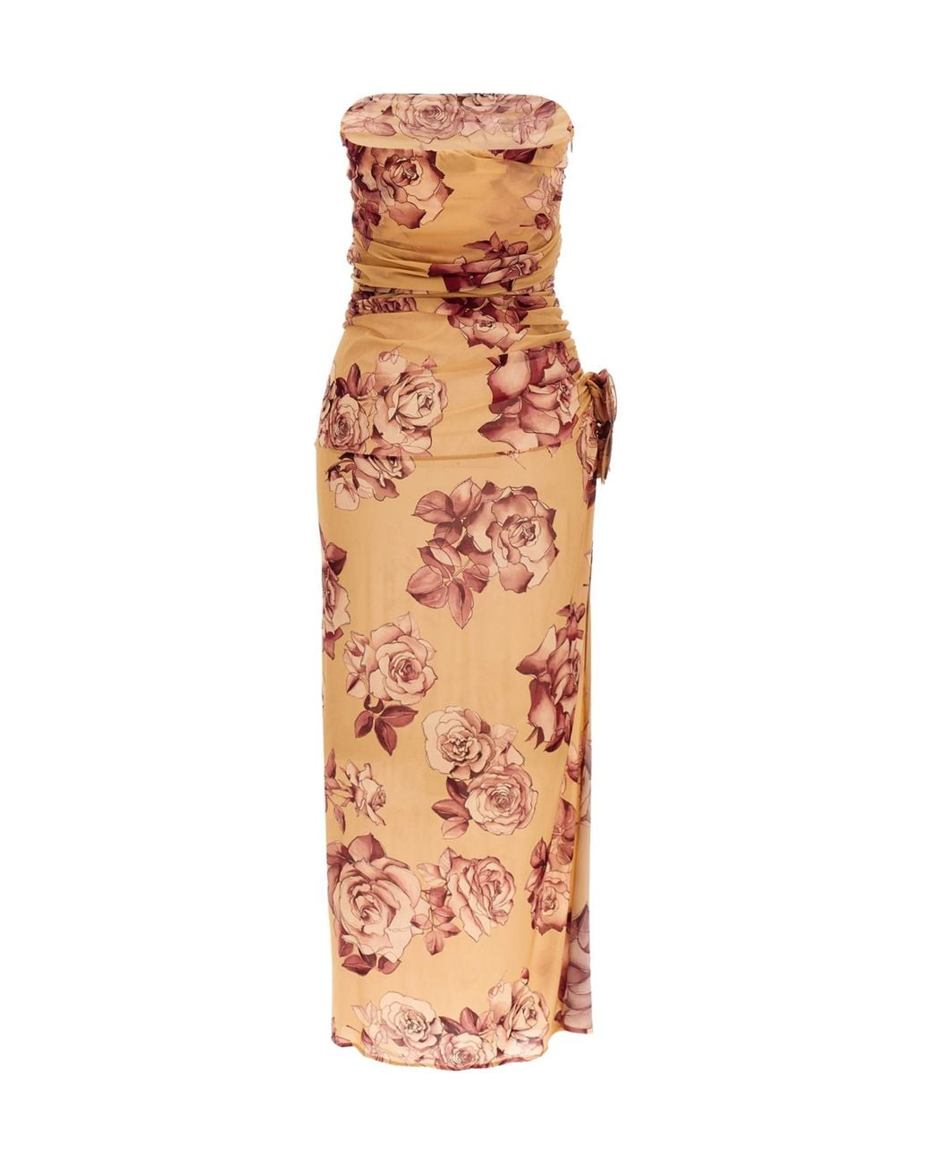 Magda Butrym Metallic Strapless Flower Patch Midi Dress