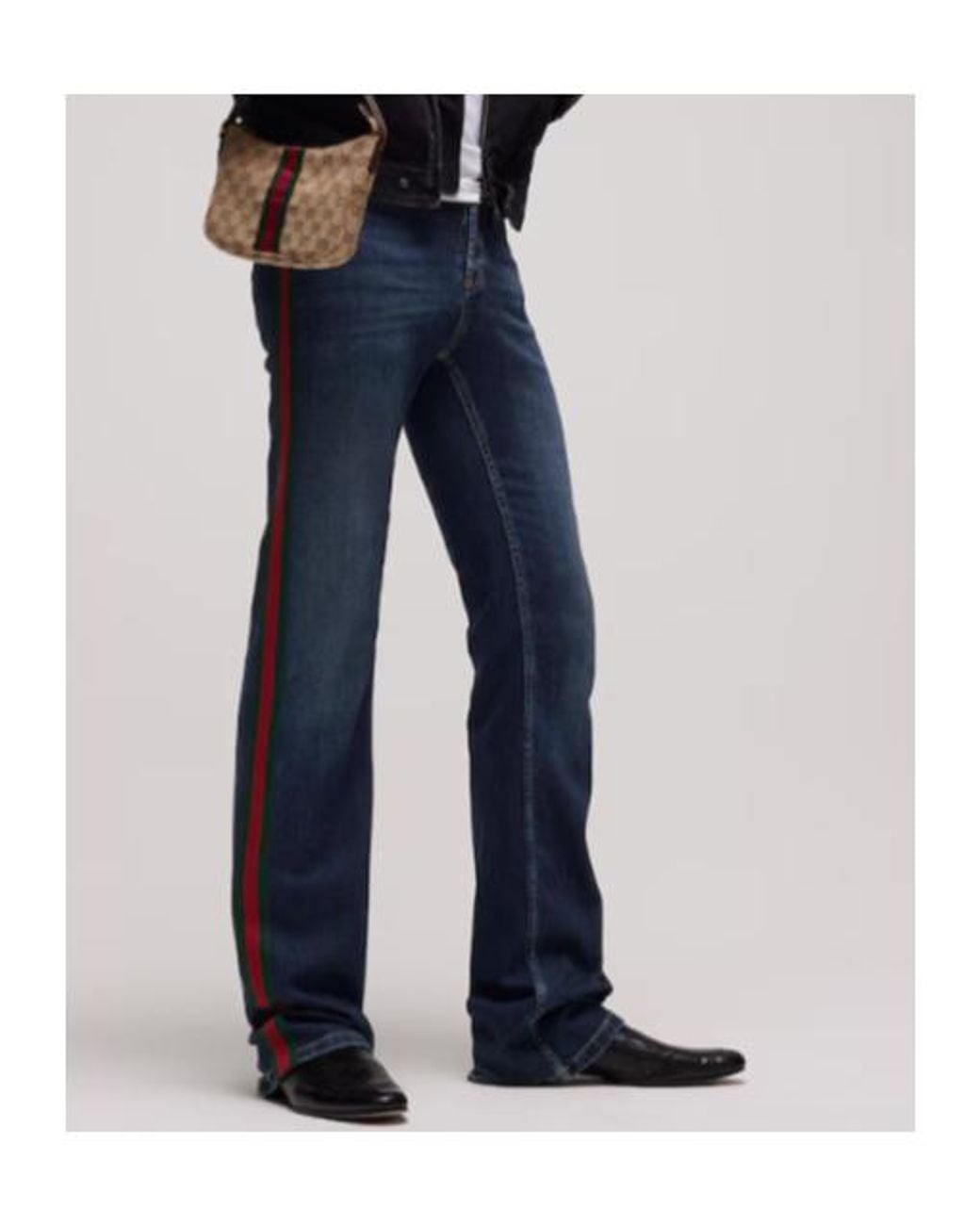Gucci Blue Web Side-Stripe Jeans for men