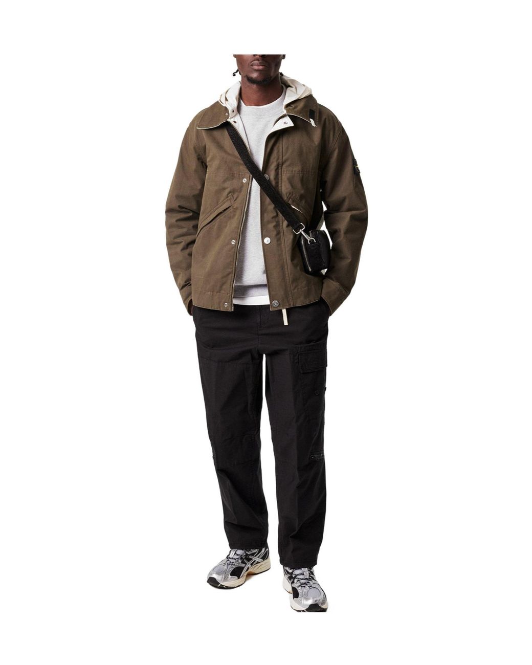 Stone Island Brown Military Hooded Jacket for men