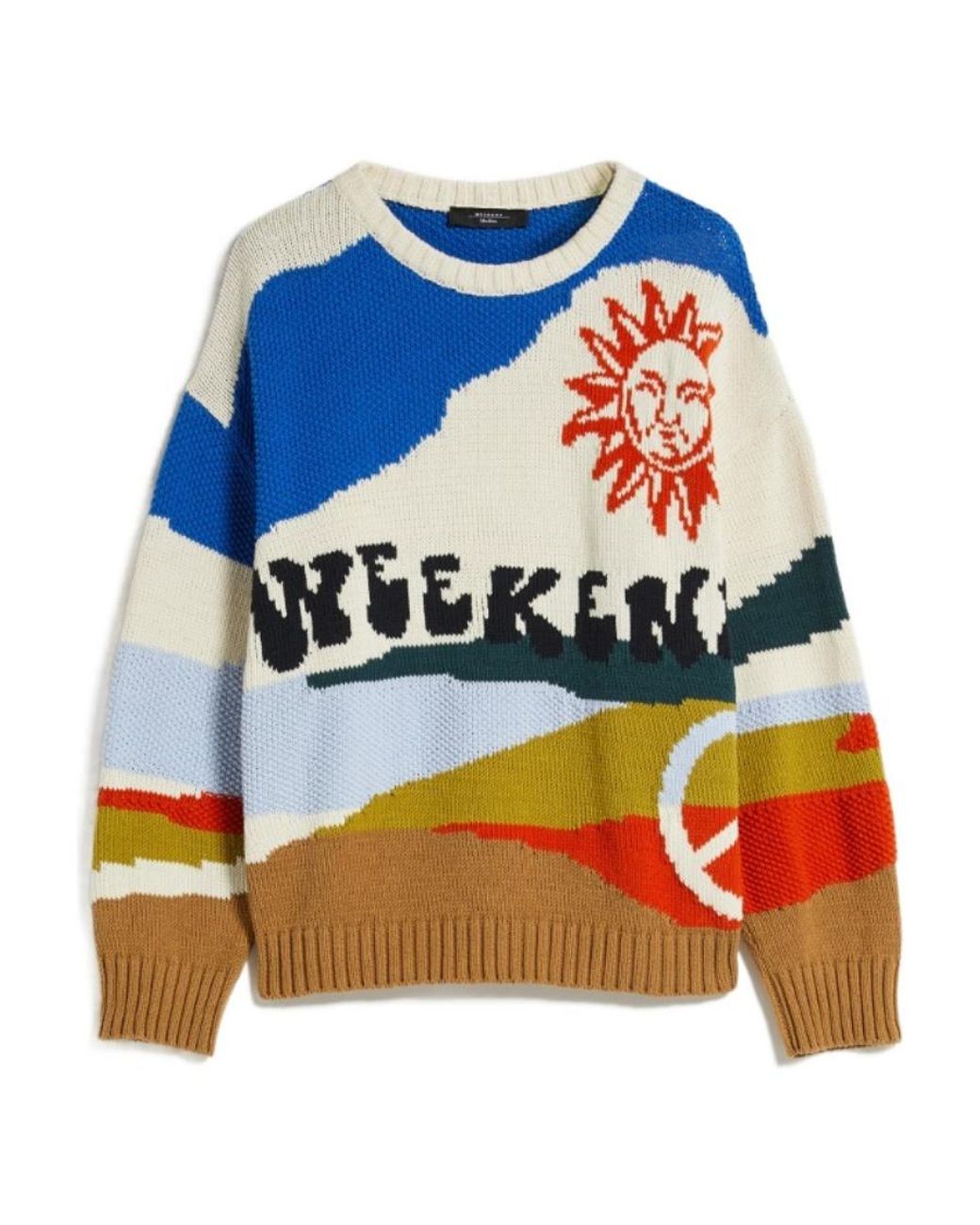 Weekend by Maxmara Blue Intarsia Knit Pullover