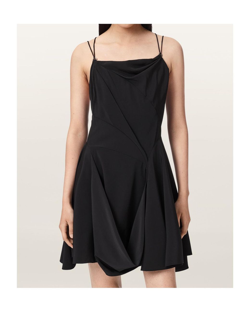 AllSaints Black Claire Draped Mini Dress