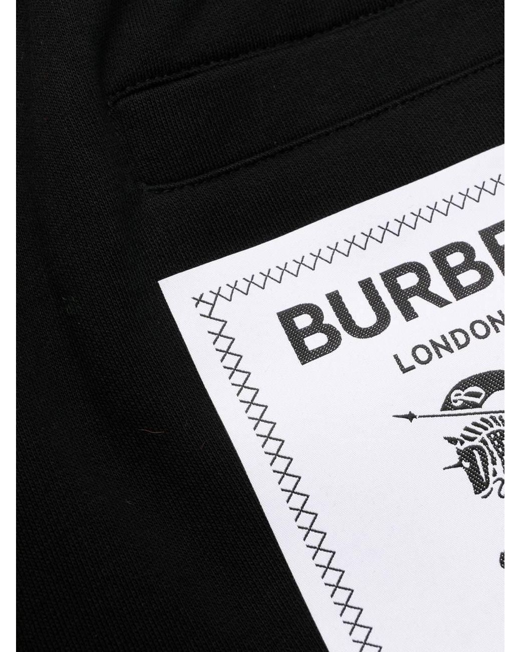 Burberry Black Equestrian Knight Patch Jogging Pants for men