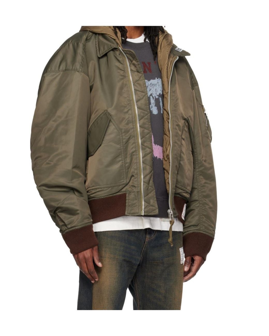 Maison Mihara Yasuhiro Brown Long-Sleeve Zippered Cotton-Padded Jacket for men