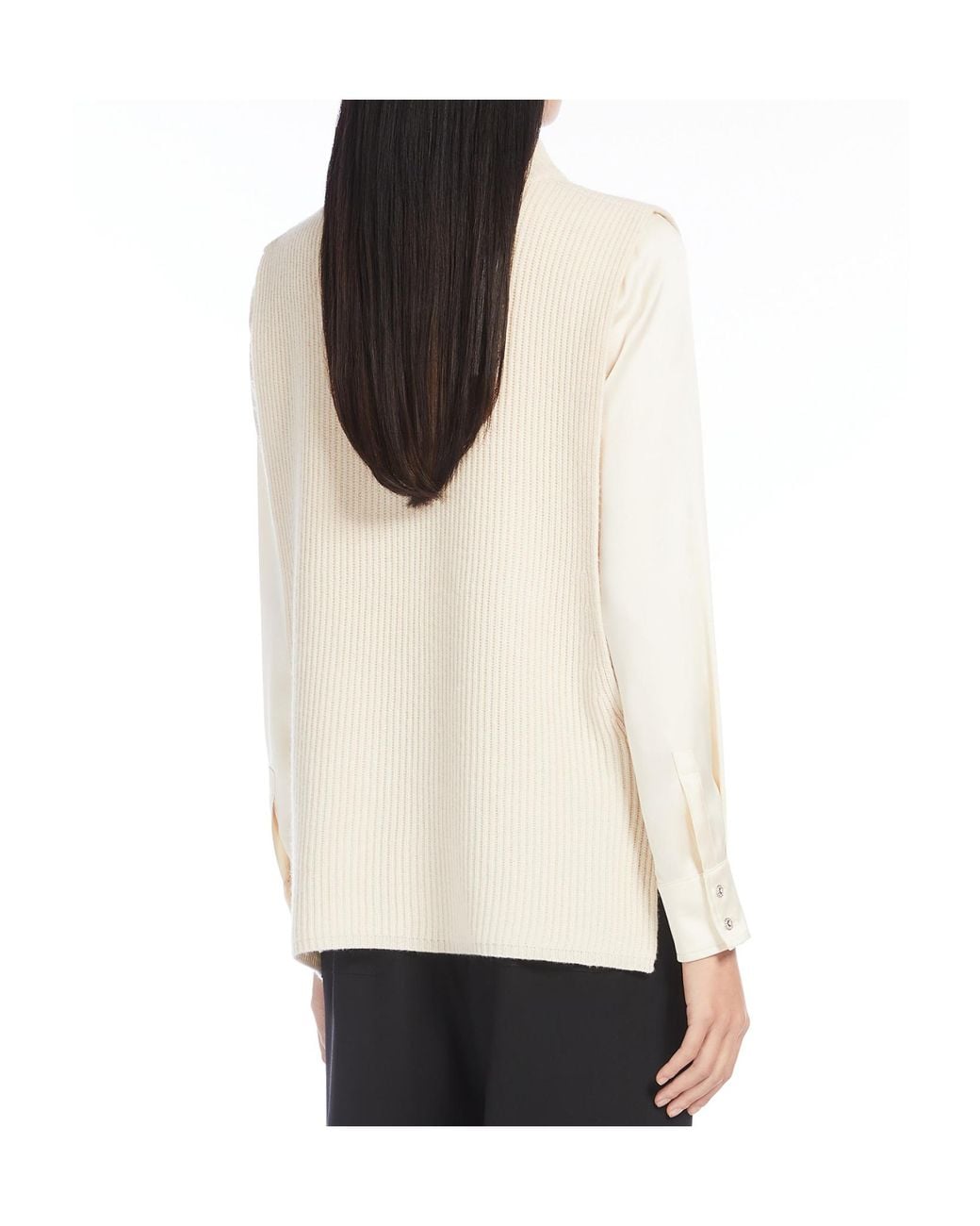 Max Mara White Cashmere Blended Yarn Vest