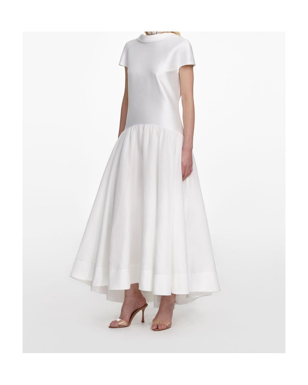 Self-Portrait White Scoop-Neck Back Midi Dress