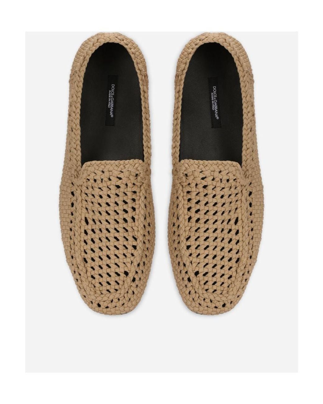 Dolce & Gabbana Natural Woven Almond-Toe Slip-On Loafers for men