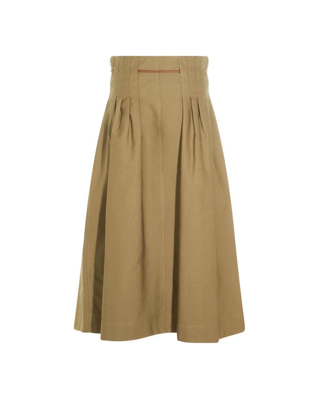 Max Mara Natural Cotton Pleated Midi Skirt