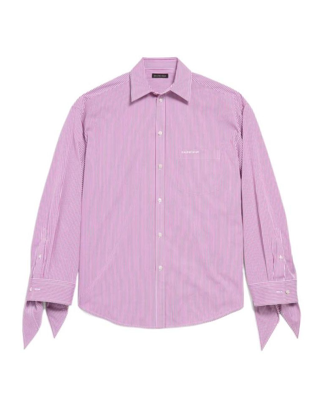 Balenciaga Purple Pinstriped Knott Cuffs Shirt