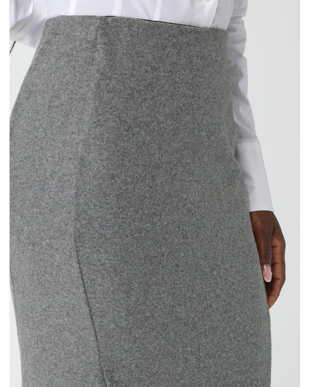 Pinko Gray Flared Midi Skirt