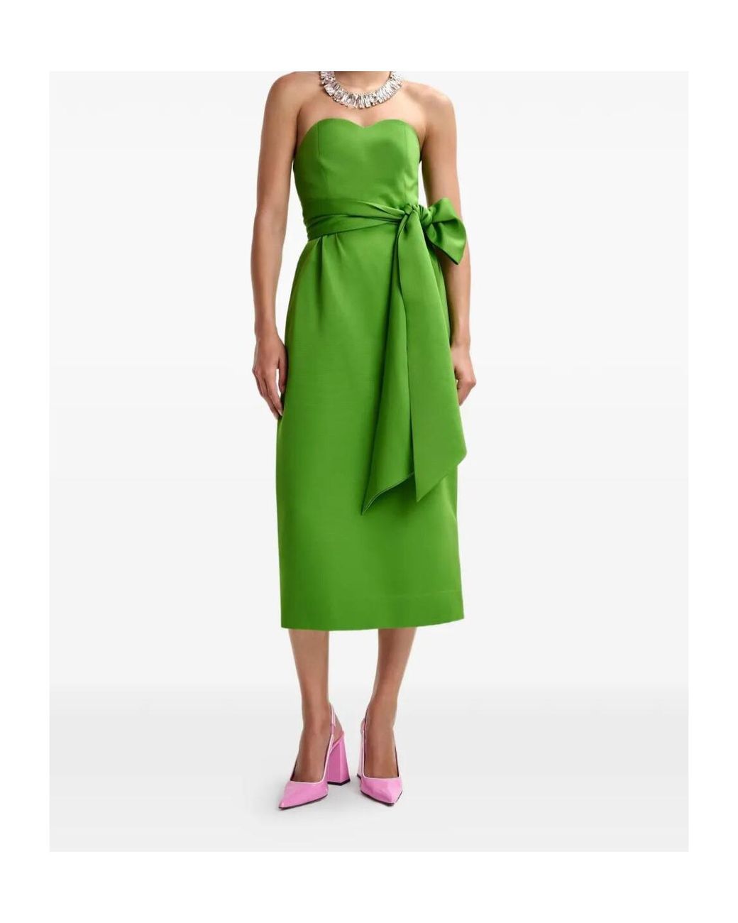 Essentiel Antwerp Green Juror Strapless Midi Dress