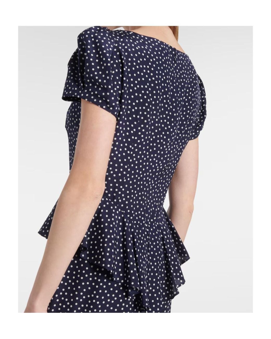 Alessandra Rich Blue Polka-Dot Silk Midi Dress