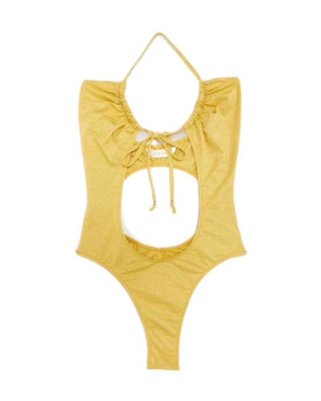 Palm Angels Yellow Halterneck Cut-Out Swimsuit