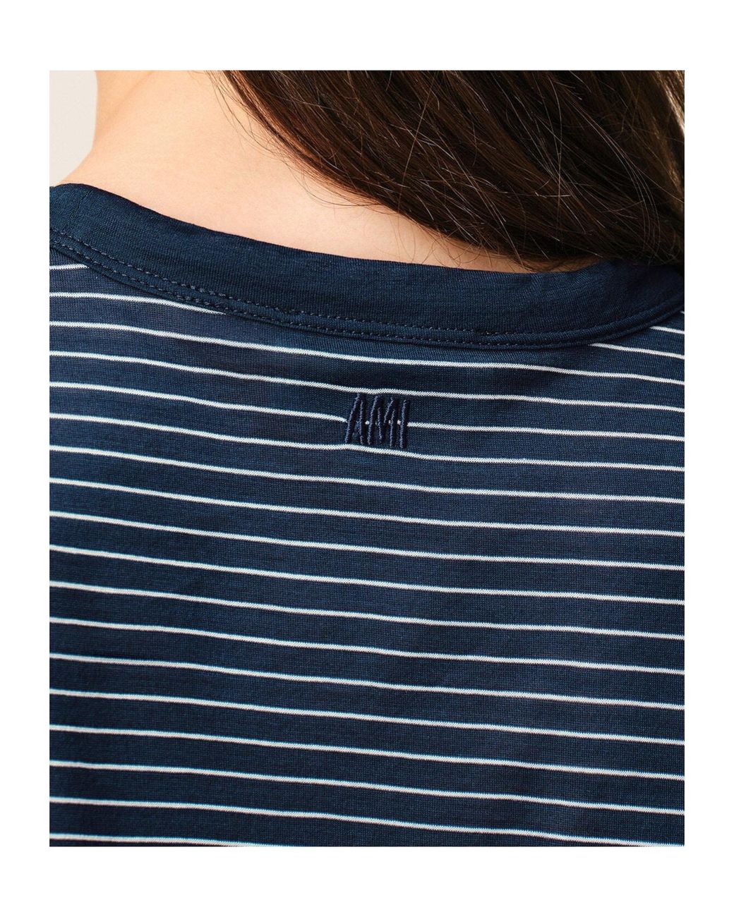 AMI Blue Ami Ami De Coeur Striped T-Shirt