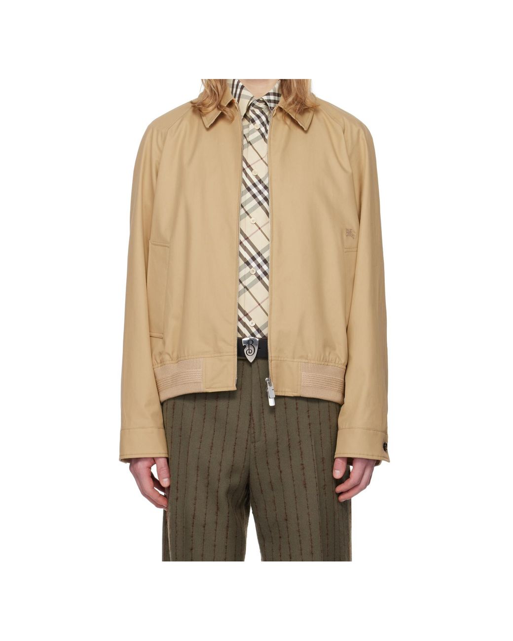Burberry Natural Collared Zip-Up Jacket for men