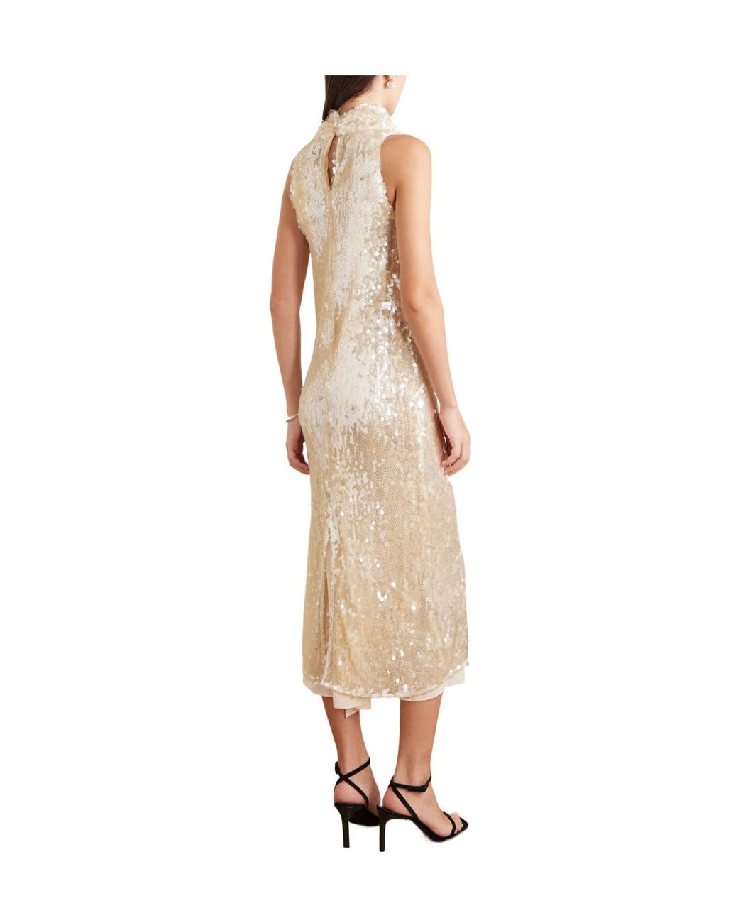 Altuzarra White Noor Draped Sequined Chiffon Midi Dress