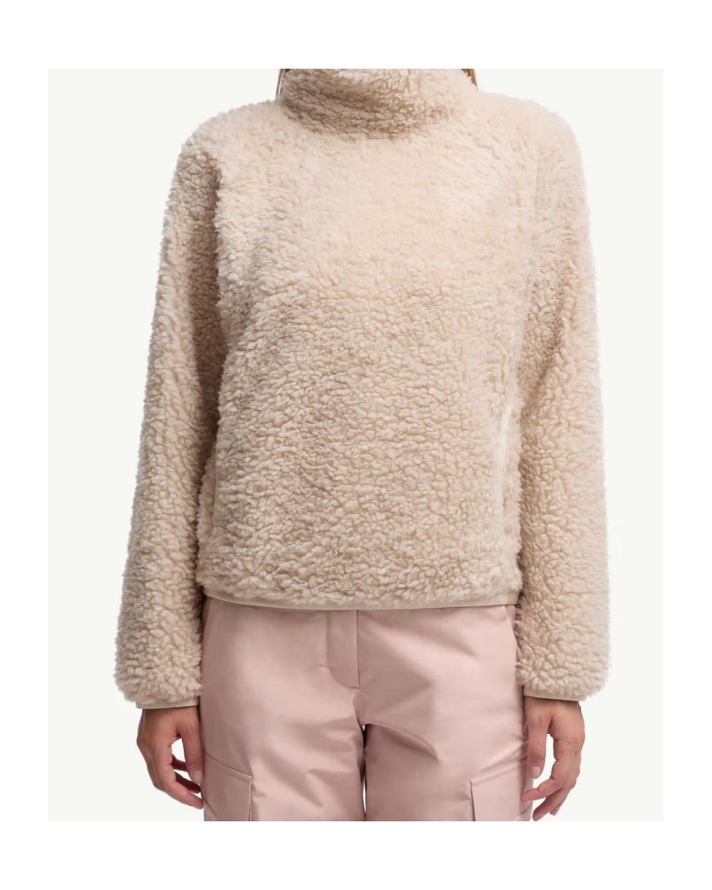 Moncler Natural Grenoble Teddy Turtleneck Sweatshirt