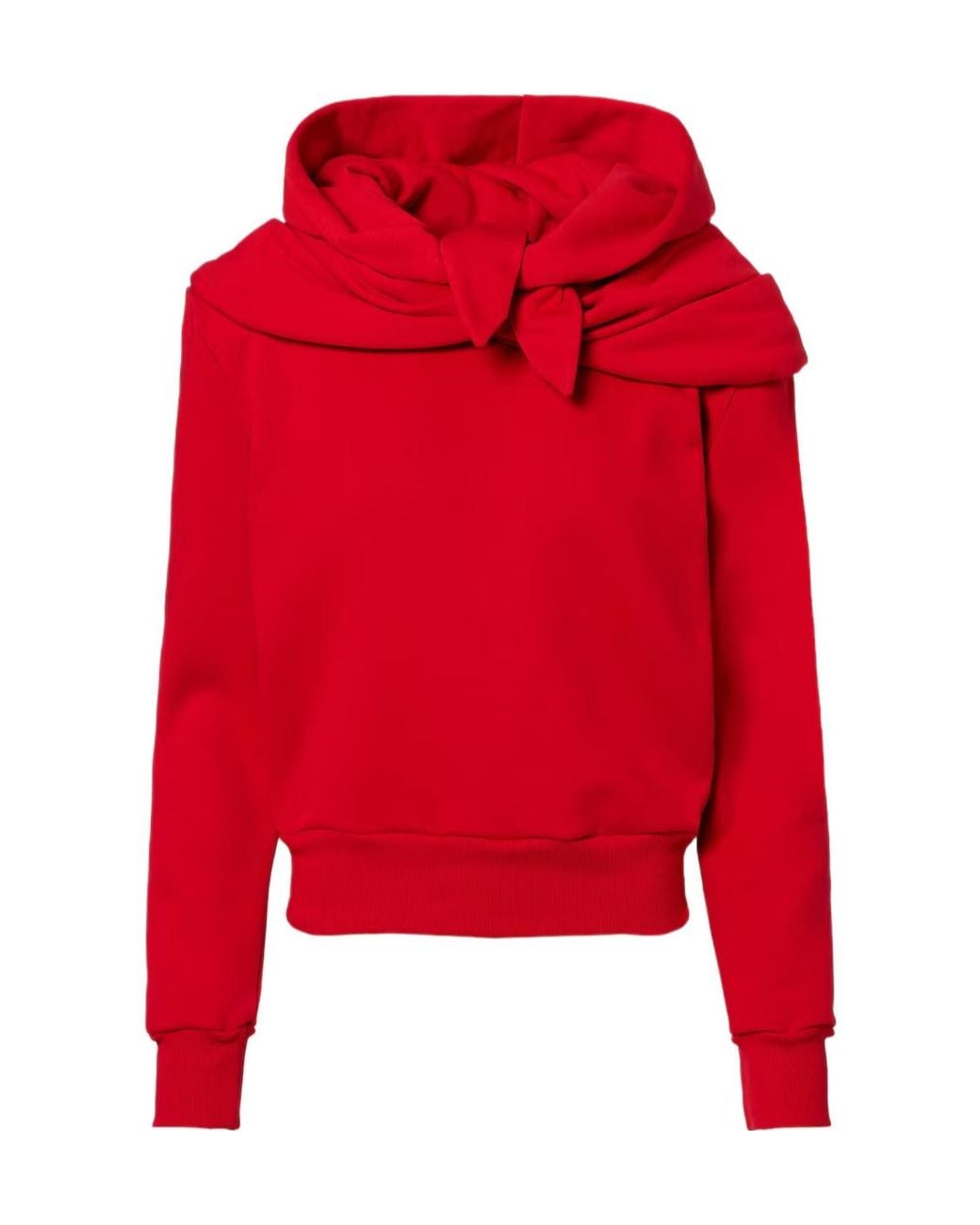 Magda Butrym Red Scarf-Detail Cotton-Blend Hoodie