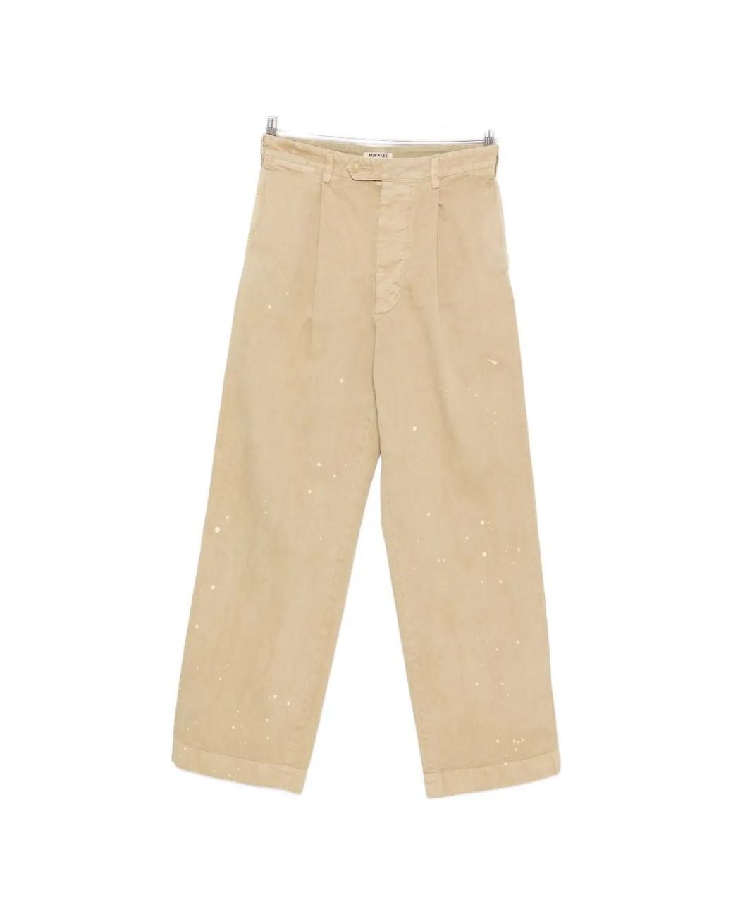 Auralee Natural Paint-Splatter Straight Leg Pants for men