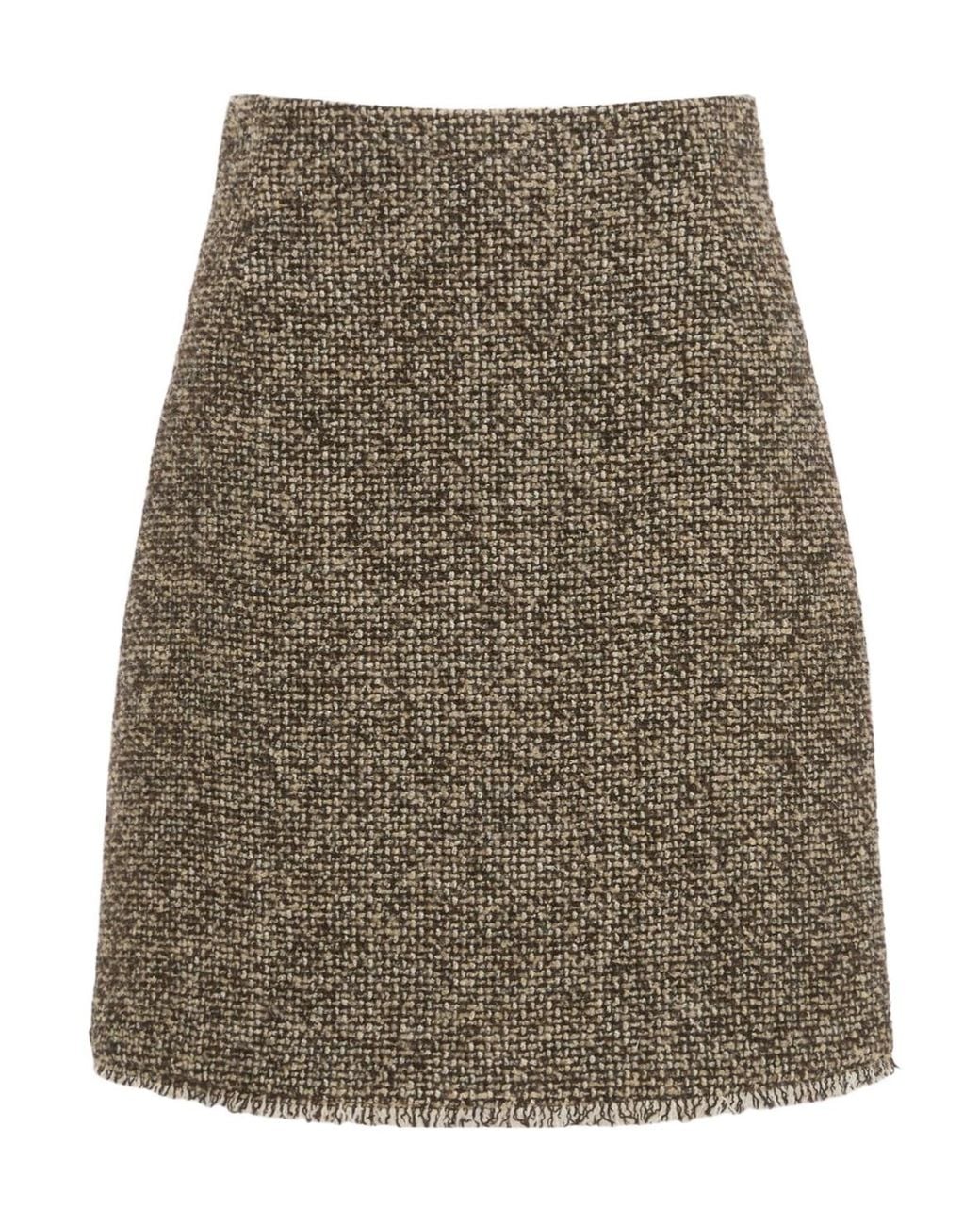 Weekend by Maxmara Natural Virgin Wool-Blend Tweed Mini Skirt