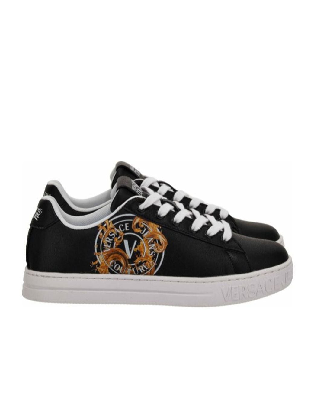 Versace Jeans Black Couture Logo Print Low-Top Sneakers for men