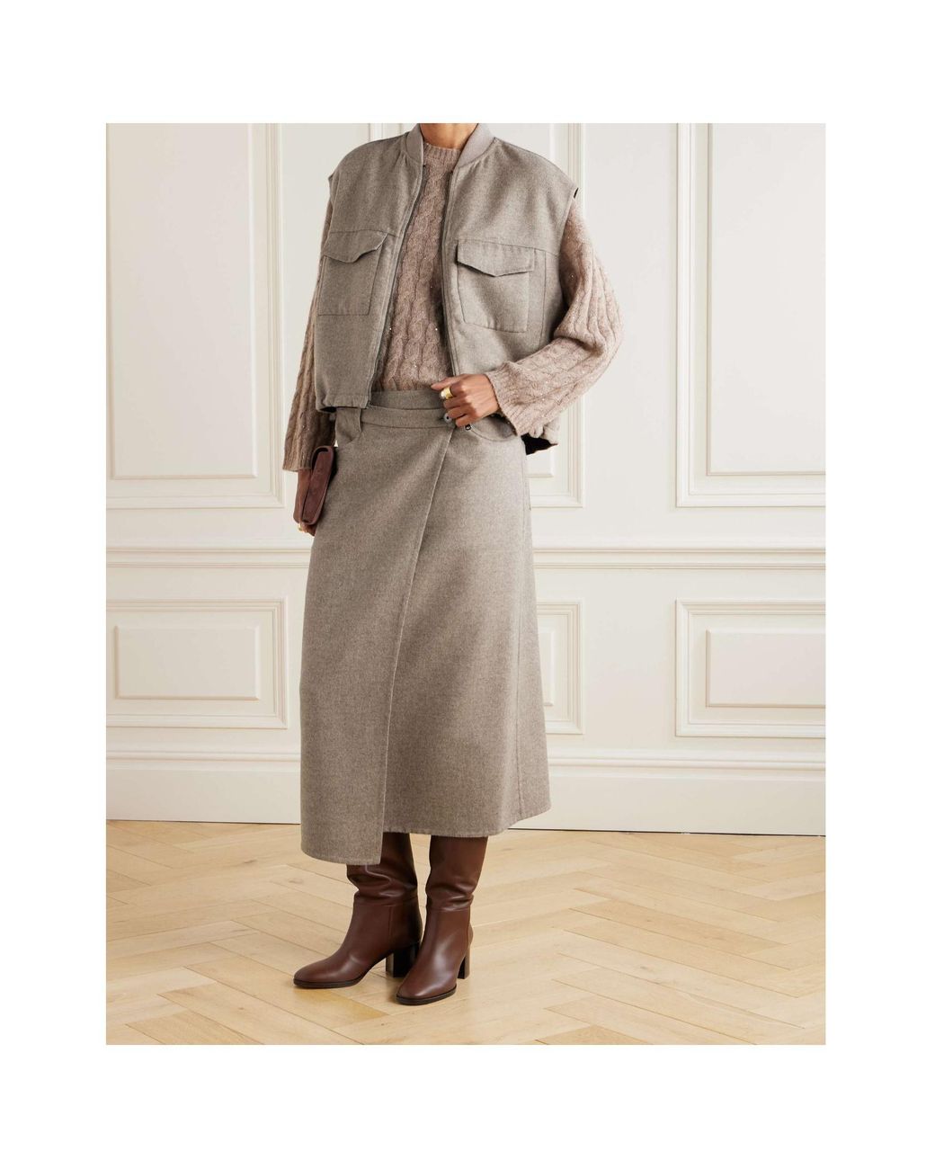 Brunello Cucinelli Natural Virgin Wool Double-Cloth Vest