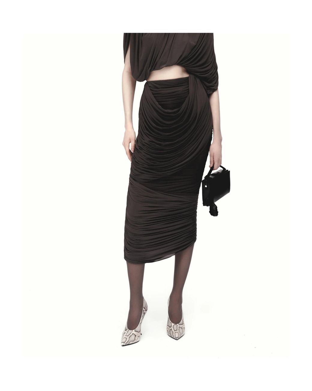 Magda Butrym Brown Re 26 Draped Maxi Skirt