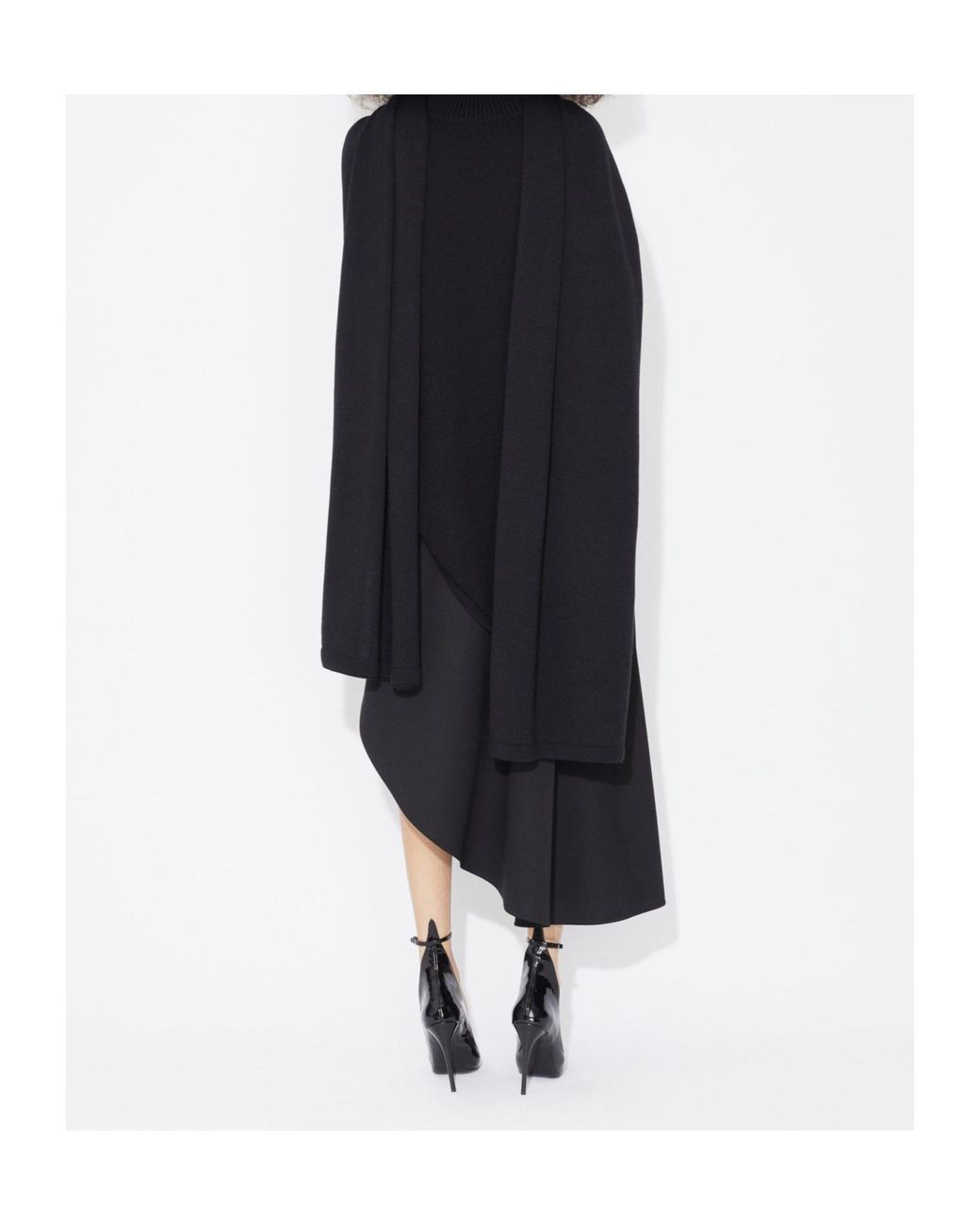 Alaïa Blue Alaïa Knitted Asymmetrical Cape Jumper