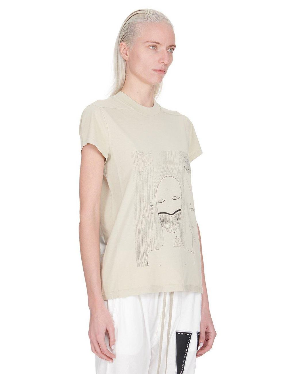 Rick Owens White Printed T-Shirt