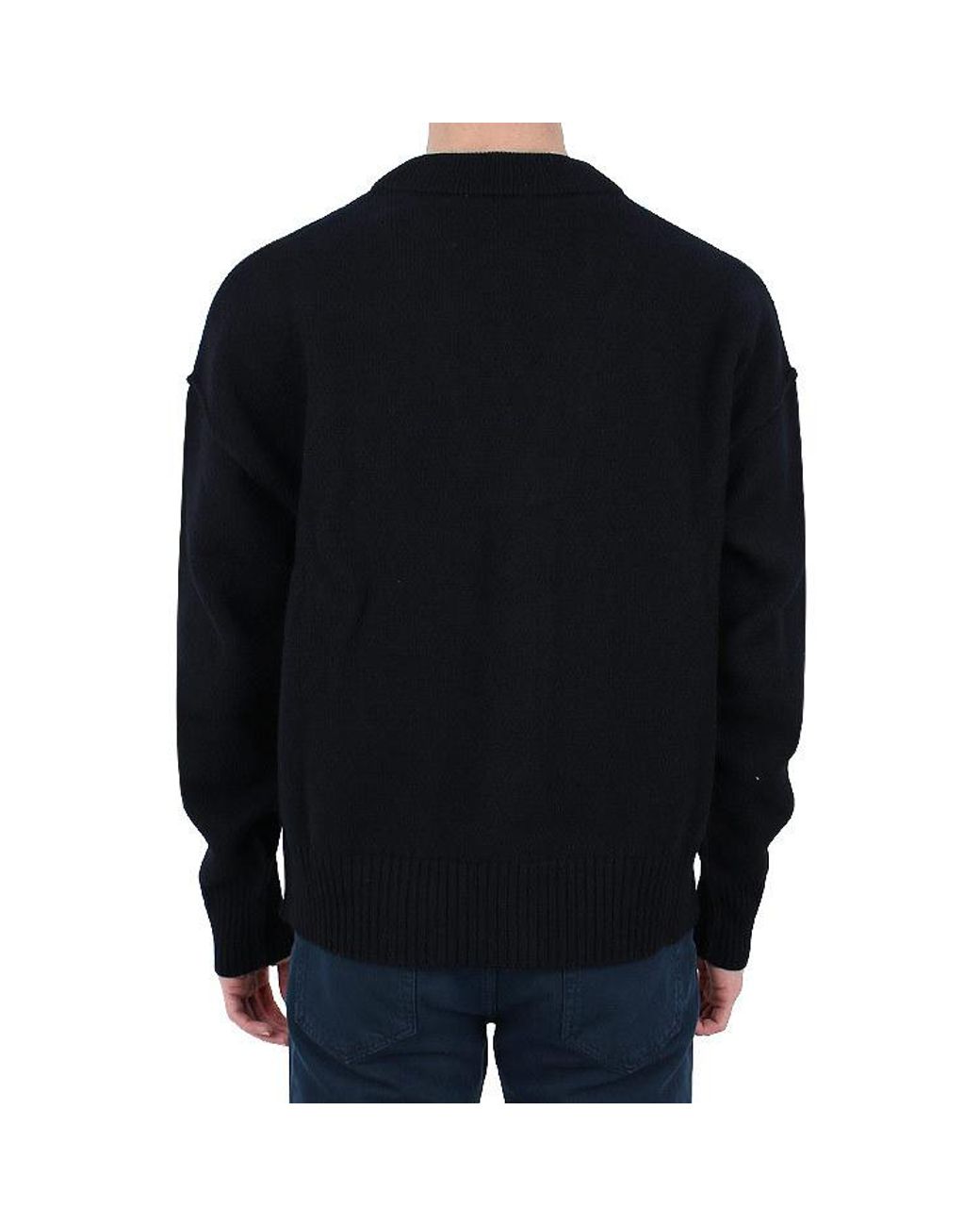 AMI Black Long-Sleeved Sweater for men