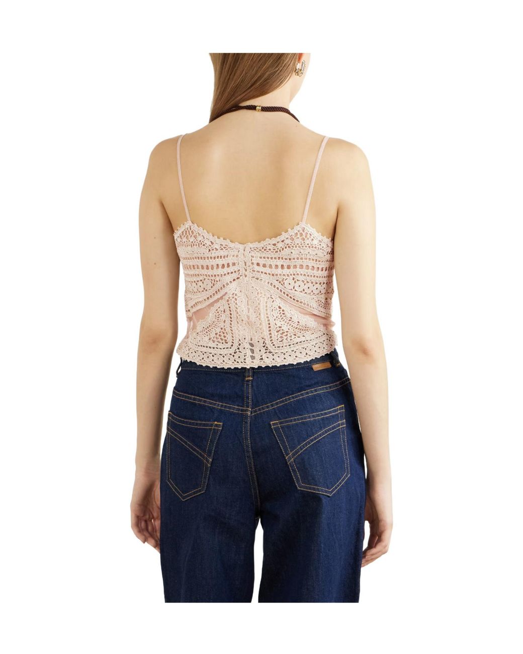Ulla Johnson Natural Mollie Crochet And Tulle Top