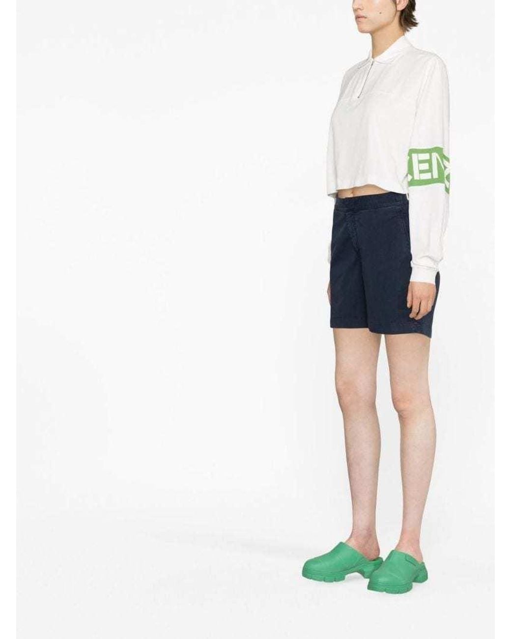 KENZO Green Logo Printed Polo Sweatshirt