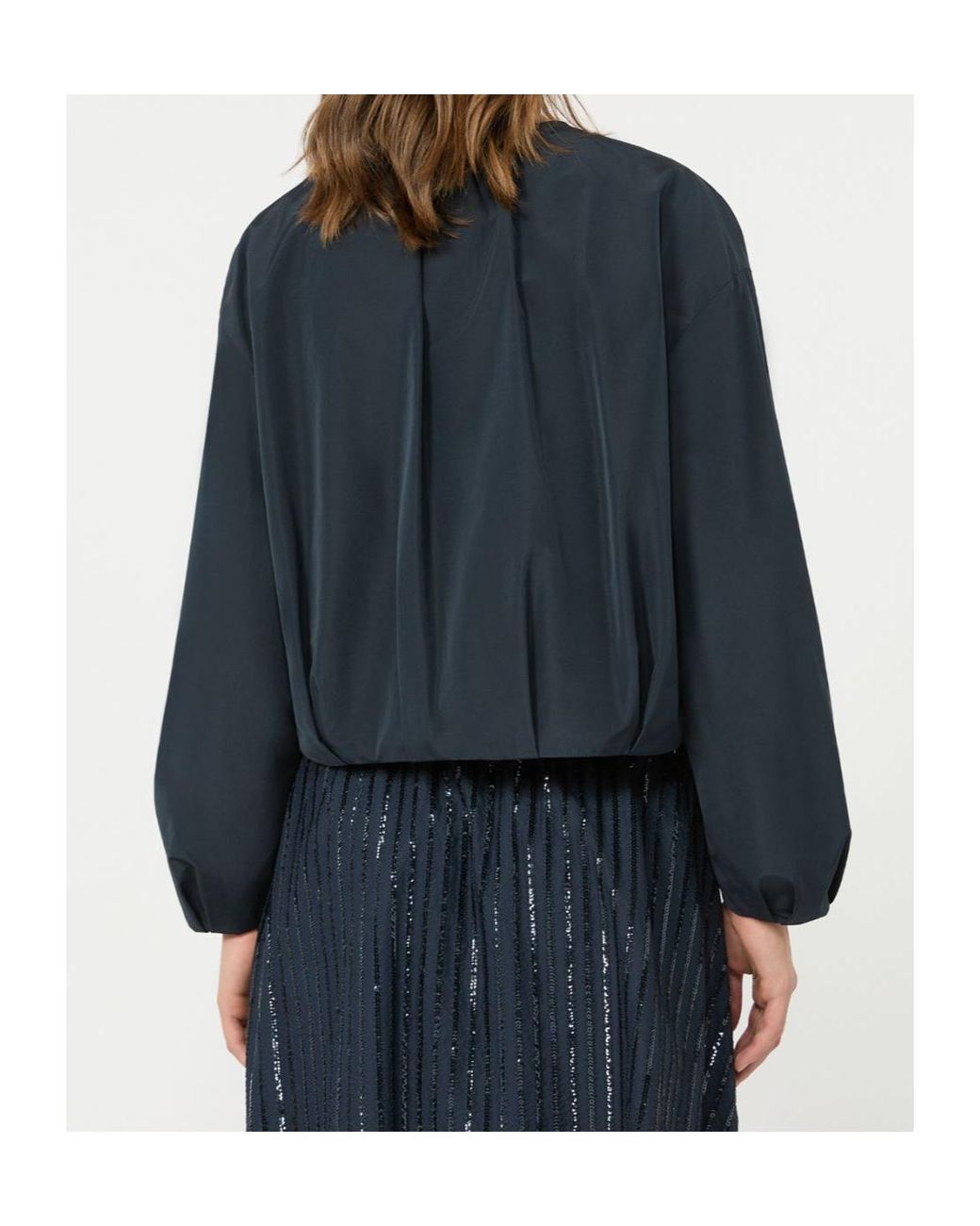 Weekend by Maxmara Blue Butterfly Cropped Zip-Up Jacket