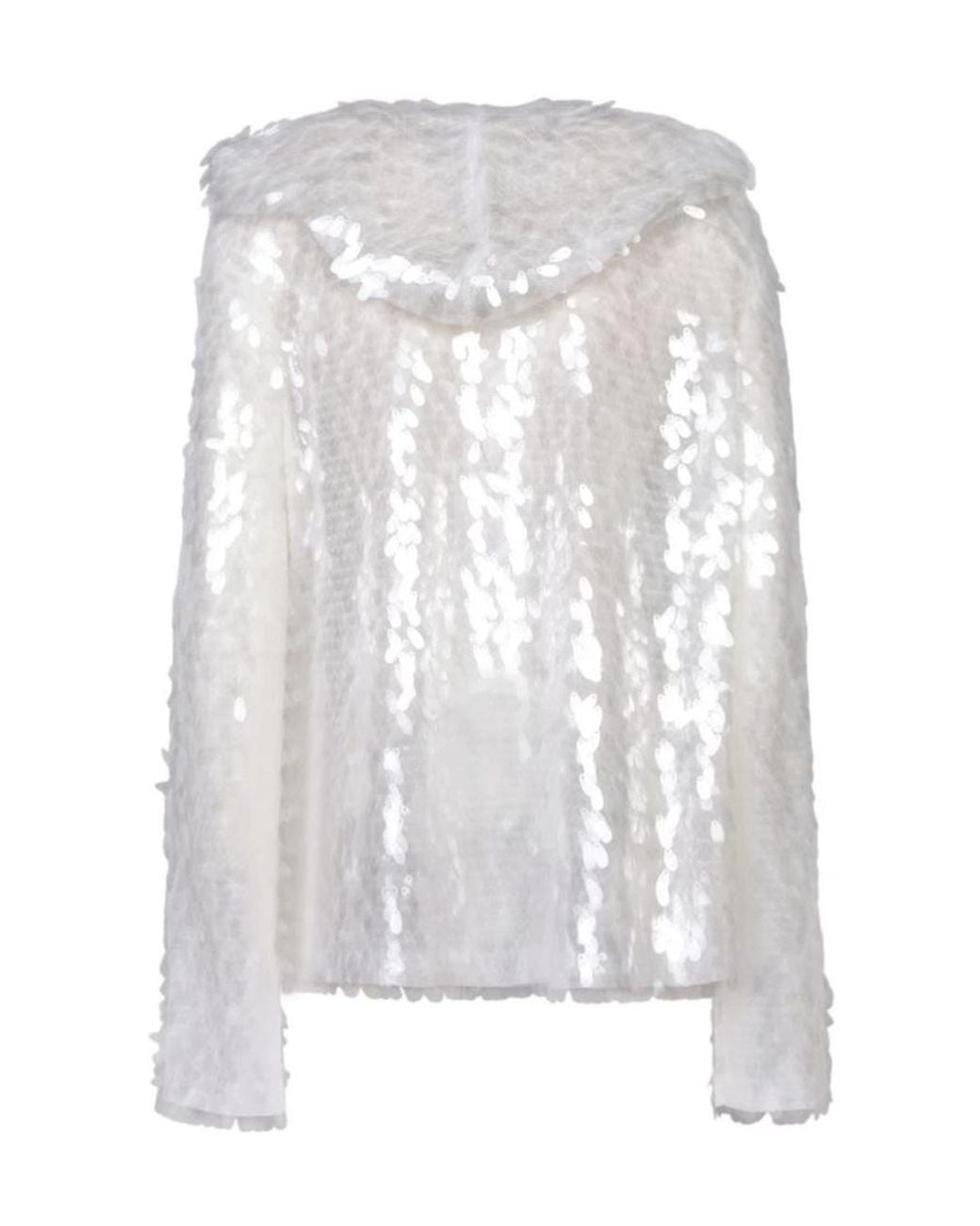Norma Kamali White Sequined Long-Sleeve Top