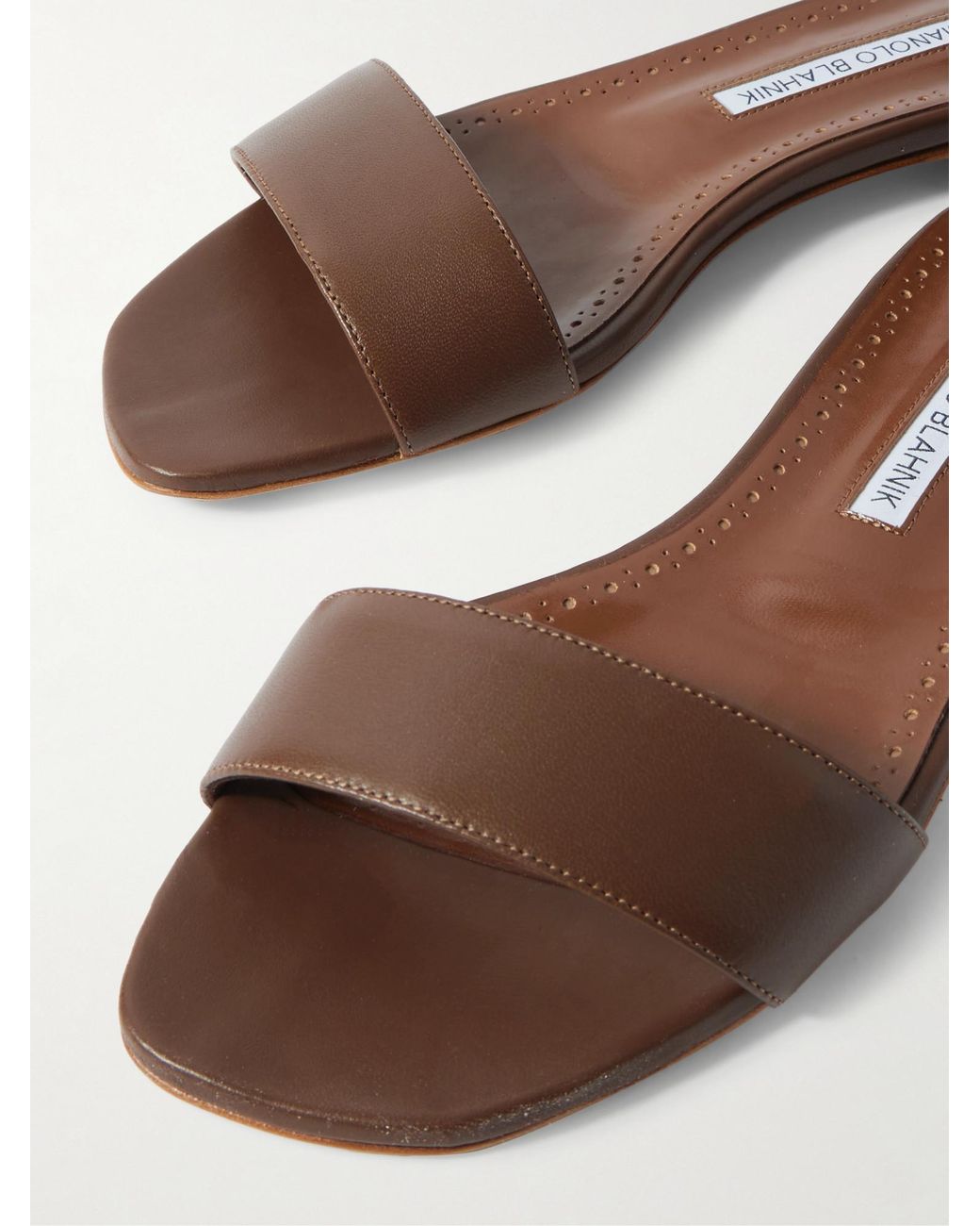 Manolo Blahnik Brown Strap-On Sandals