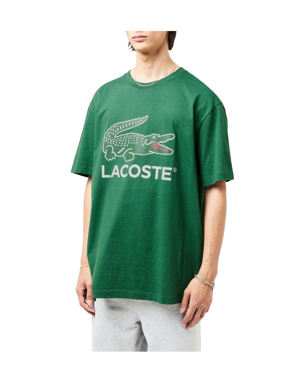 Lacoste Green Cotton Shortsleeve Tshirt for men
