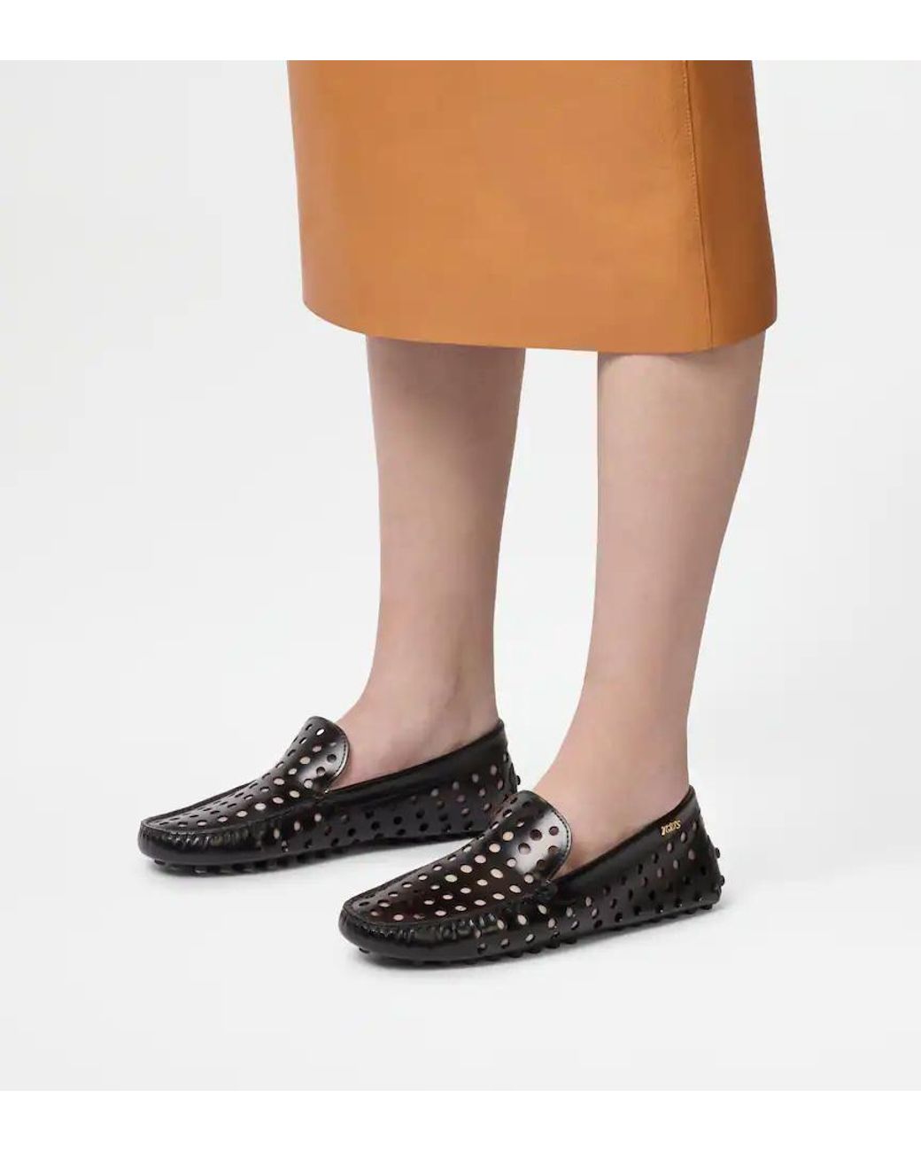 Tod's Black Gommino Perforated Loafers