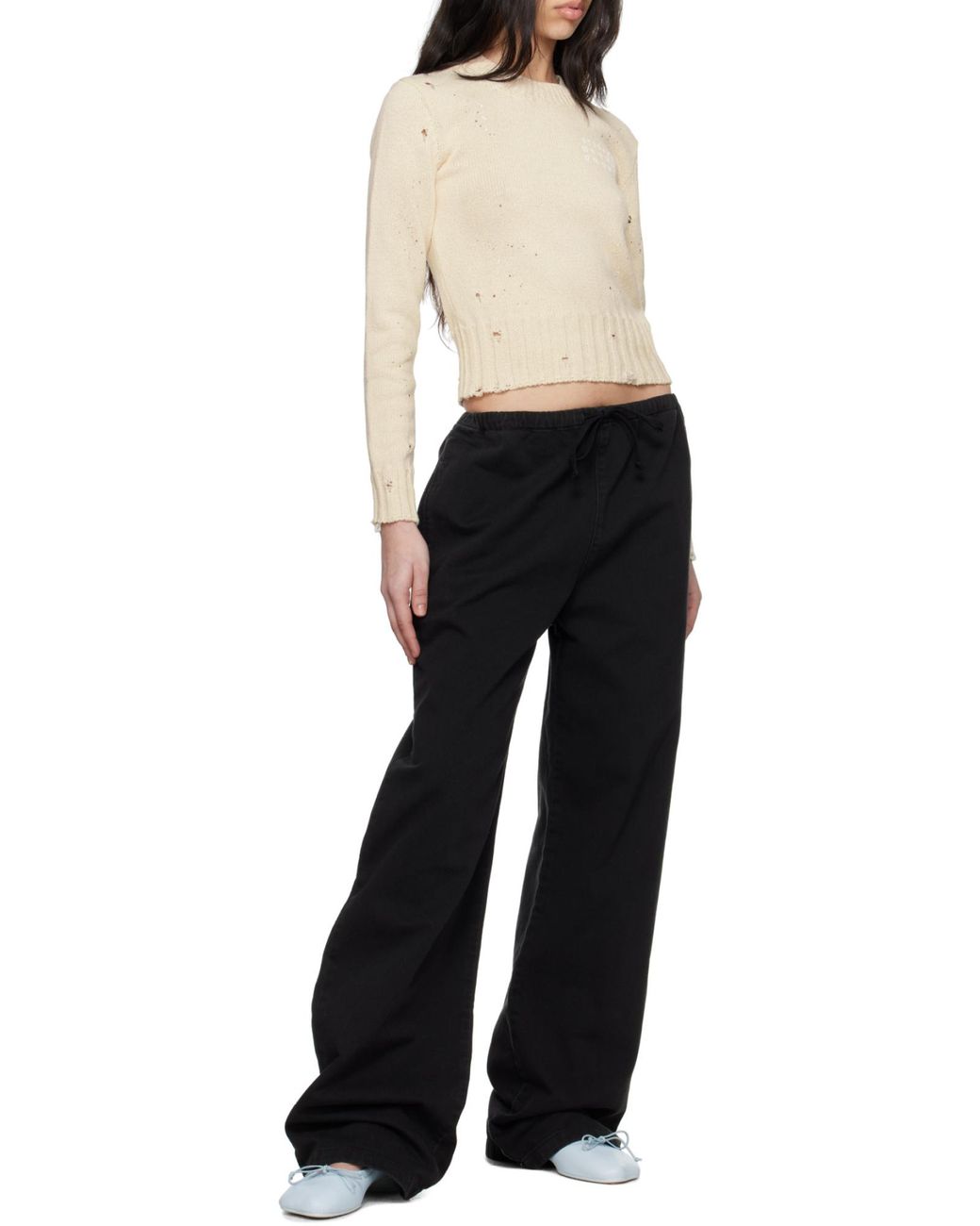MM6 by Maison Margiela White Paint Residue Knitted Jumper