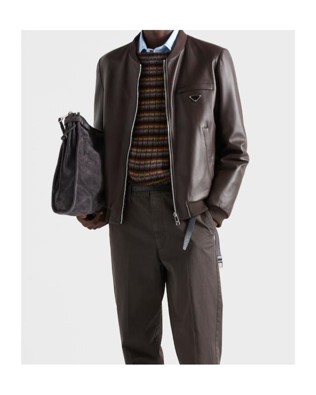 Prada Brown Reversible Nappa Leather Bomber Jacket for men