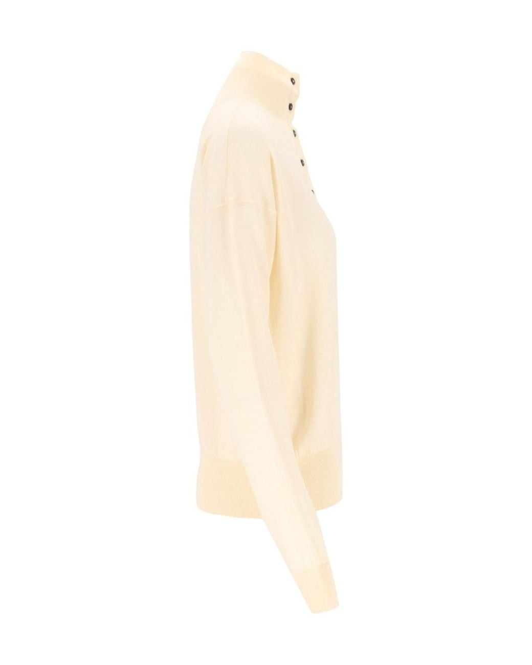 Barena Natural Zea Piuma Buttoned High-Neck Knitted Sweater