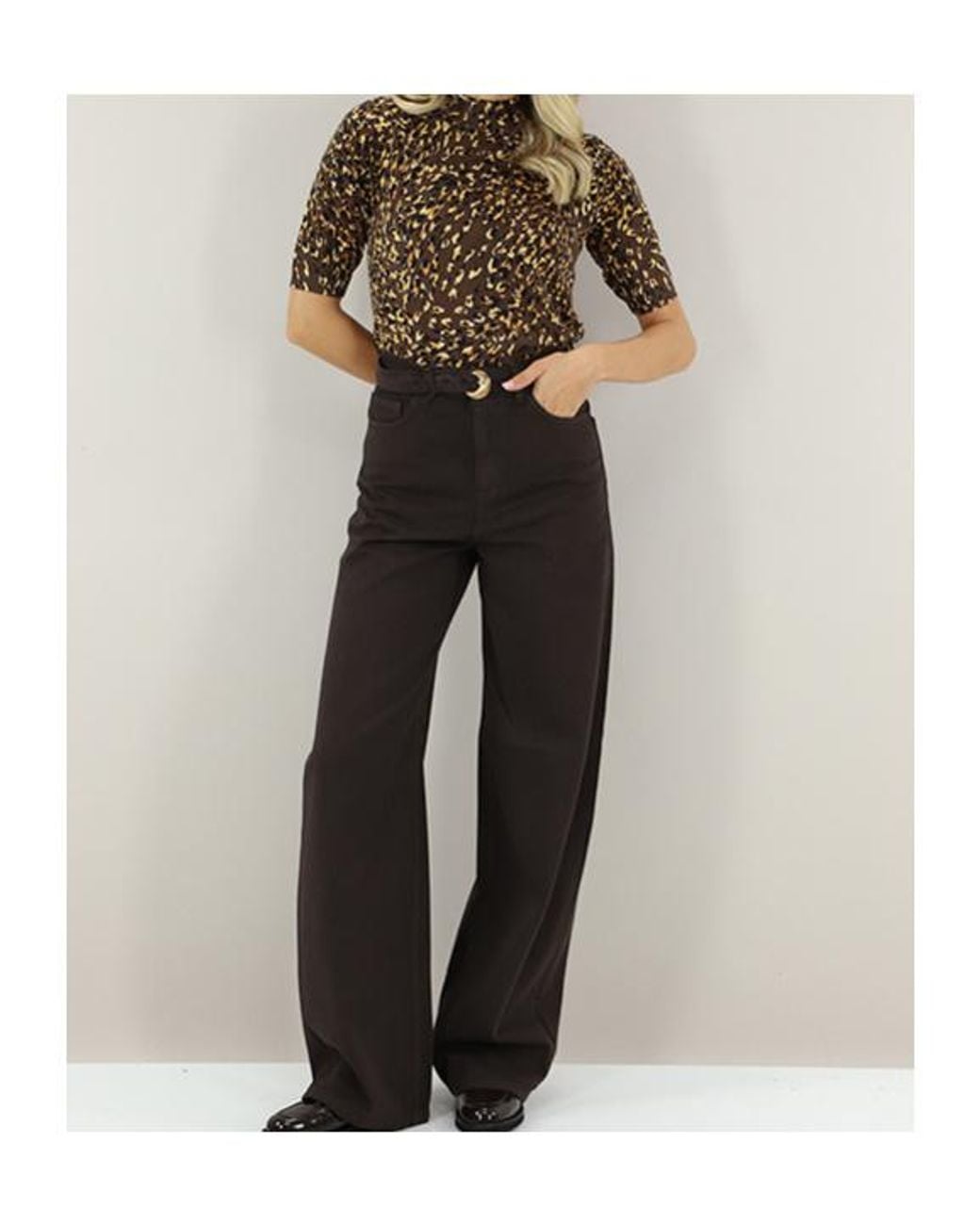 Twinset Black Printed Knit Short Sleeved Top