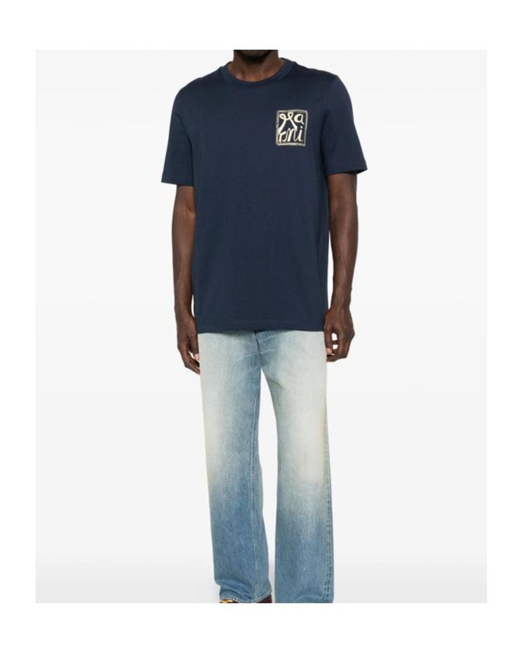 Marni Blue Short Sleeved Crew-Neck T-Shirt for men