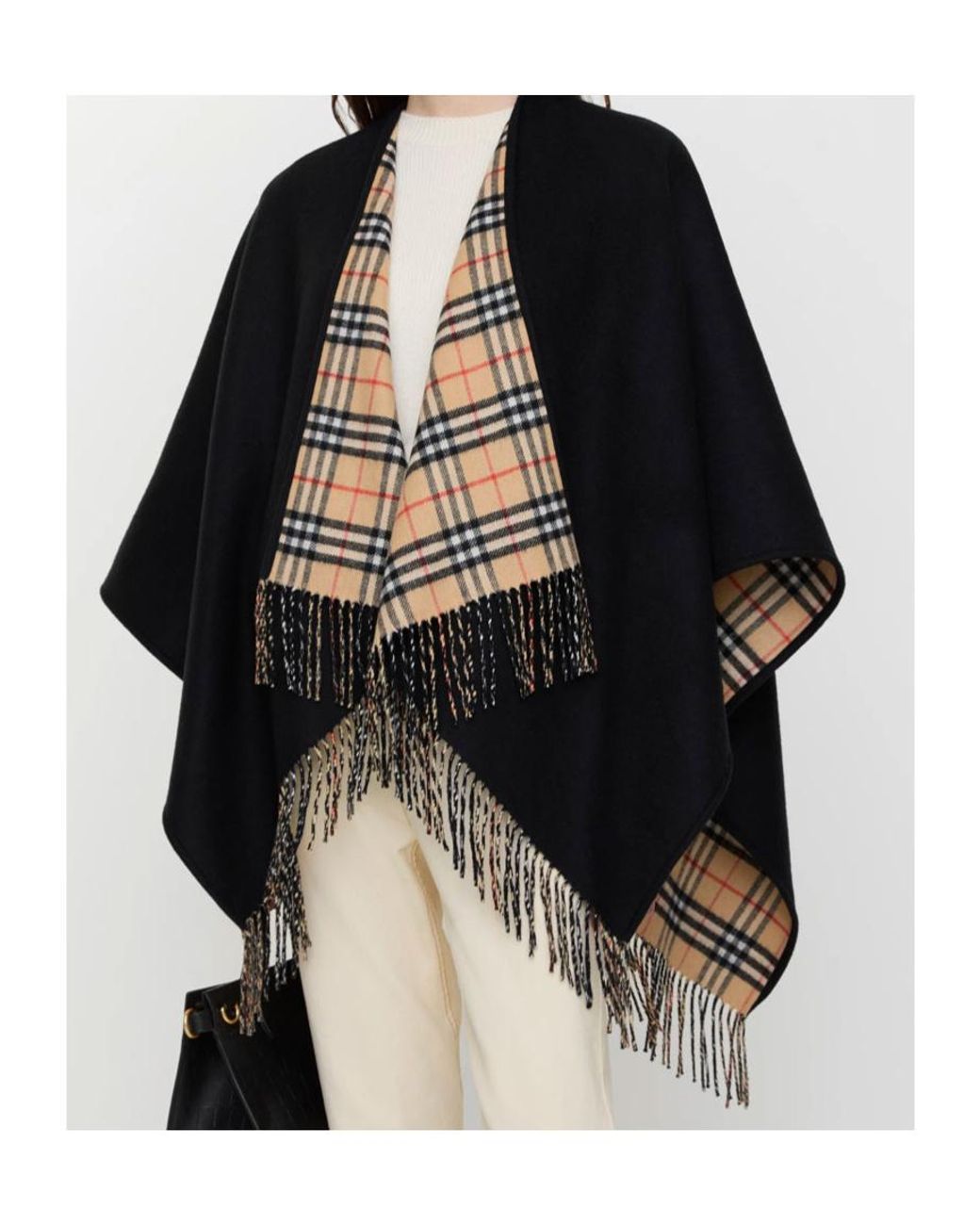 Burberry Black Fringed Reversible Shawl