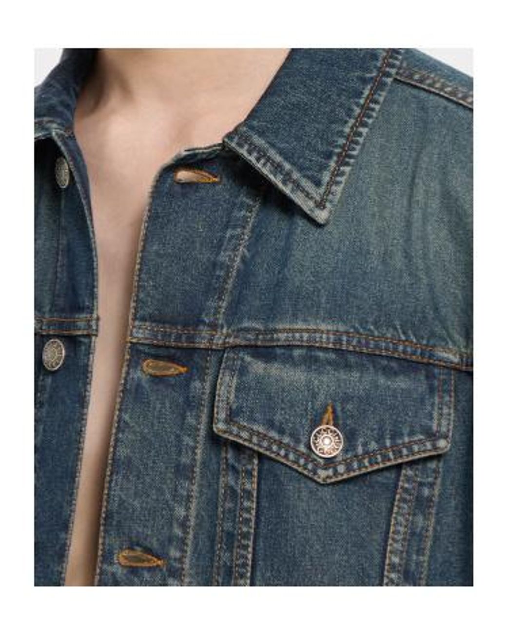 Gucci Blue Cotton Denim Jacket With Horsebit for men