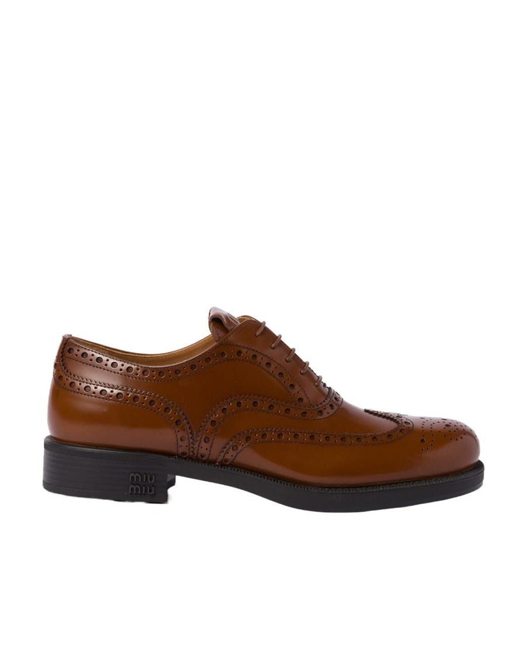 Miu Miu Brown Church's X Brushed Leather Oxford Brogue Shoes