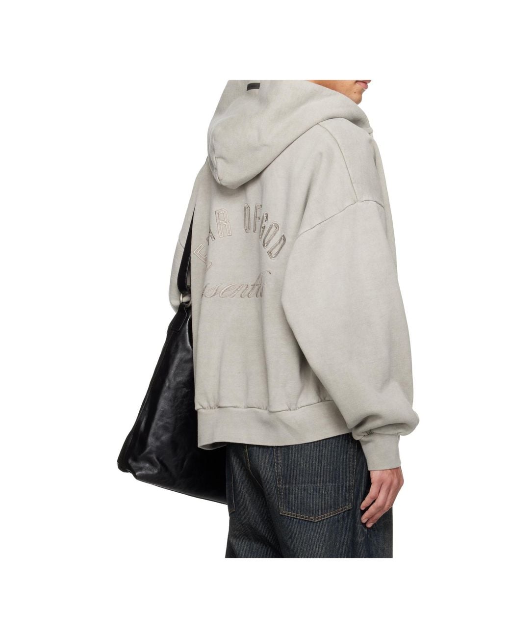 Fear Of God Gray Embroidered Classic Full Zip Hoodie for men