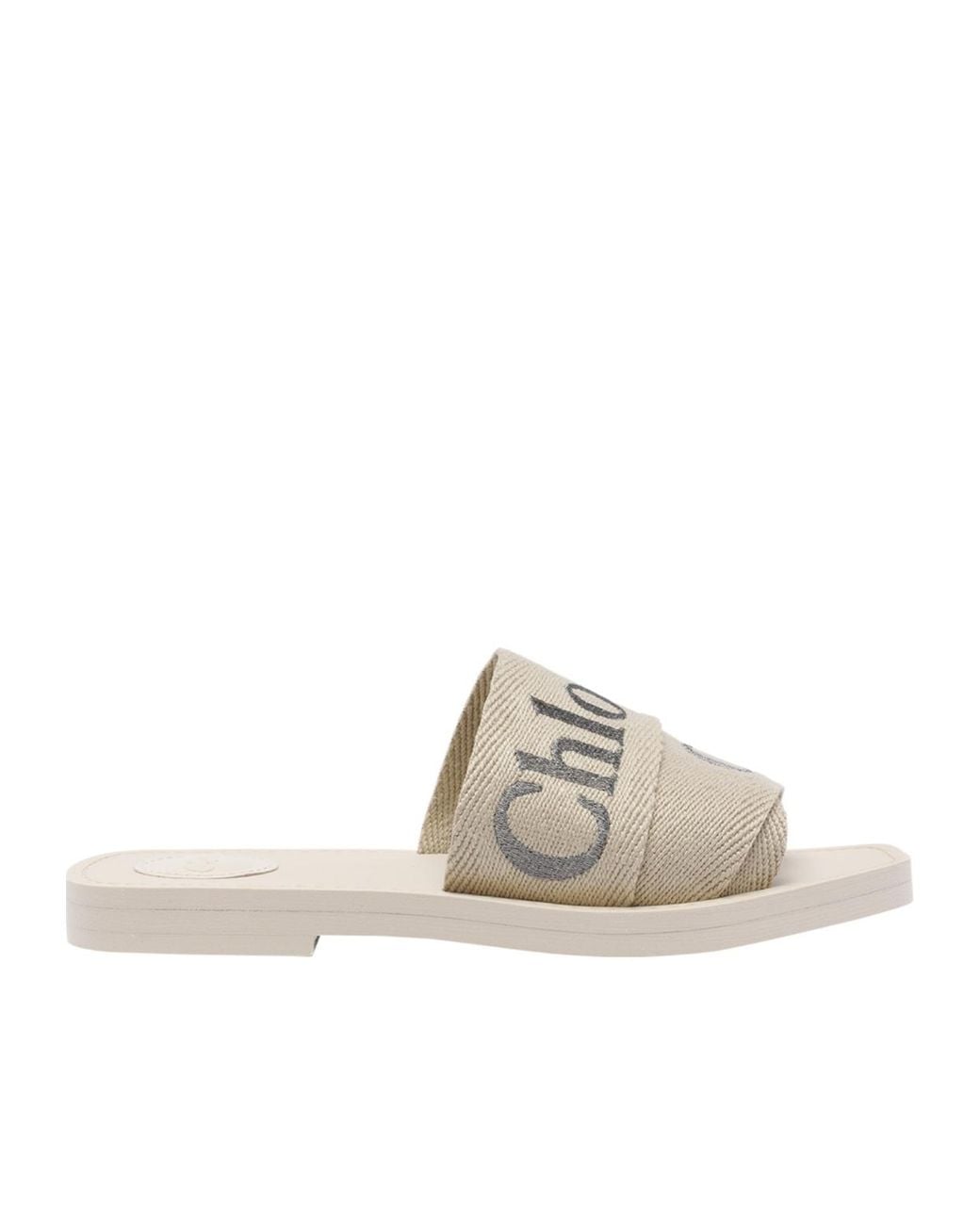 Chloé White Chloé Woody Open Toe Slides