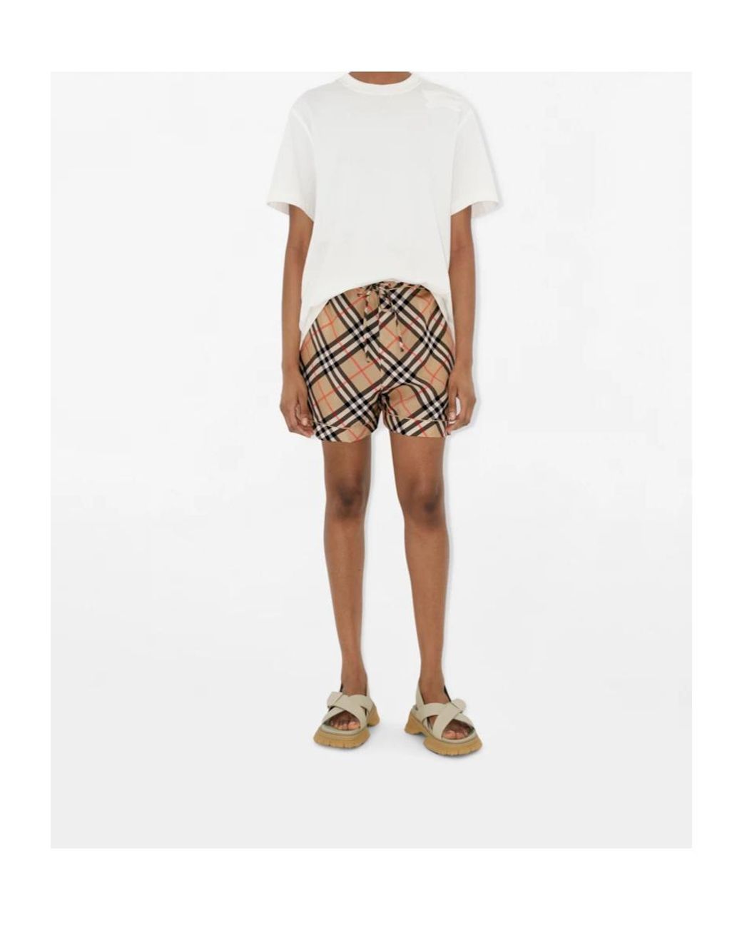 Burberry Brown Check Printed Drawstring Shorts