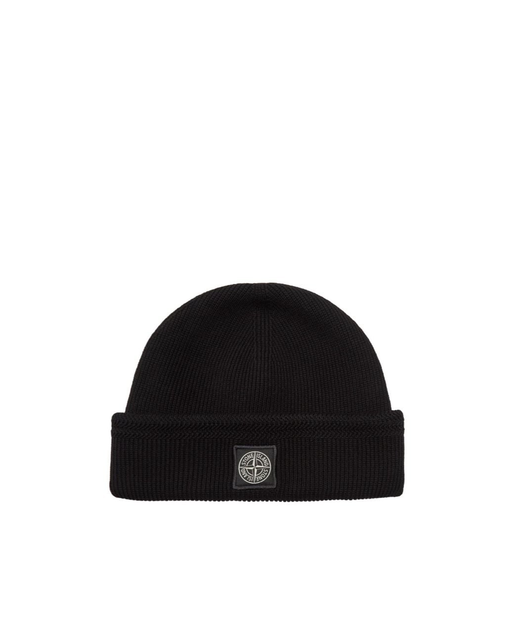Stone Island Black Lightweight Warm Knit Beanie for men