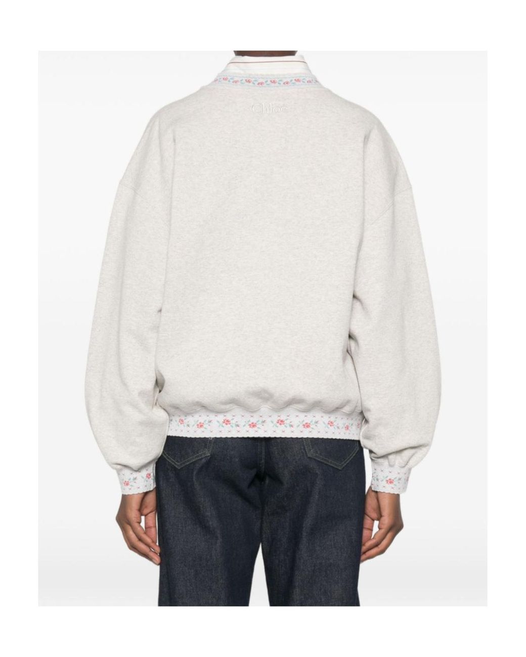 Chloé White Chloé Floral Trim Knitted Sweater