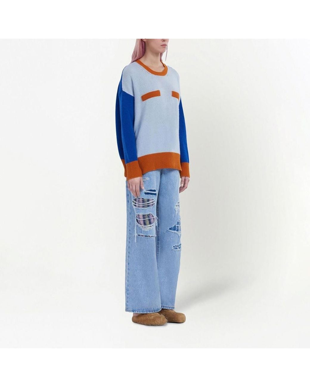 Marni Blue Round Neck Cashmere Sweater